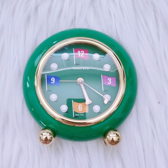 RARE Vintage Tiffany & Co. Golf-Themed Alarm Table Clock Quartz Movement - Picture 2 of 4